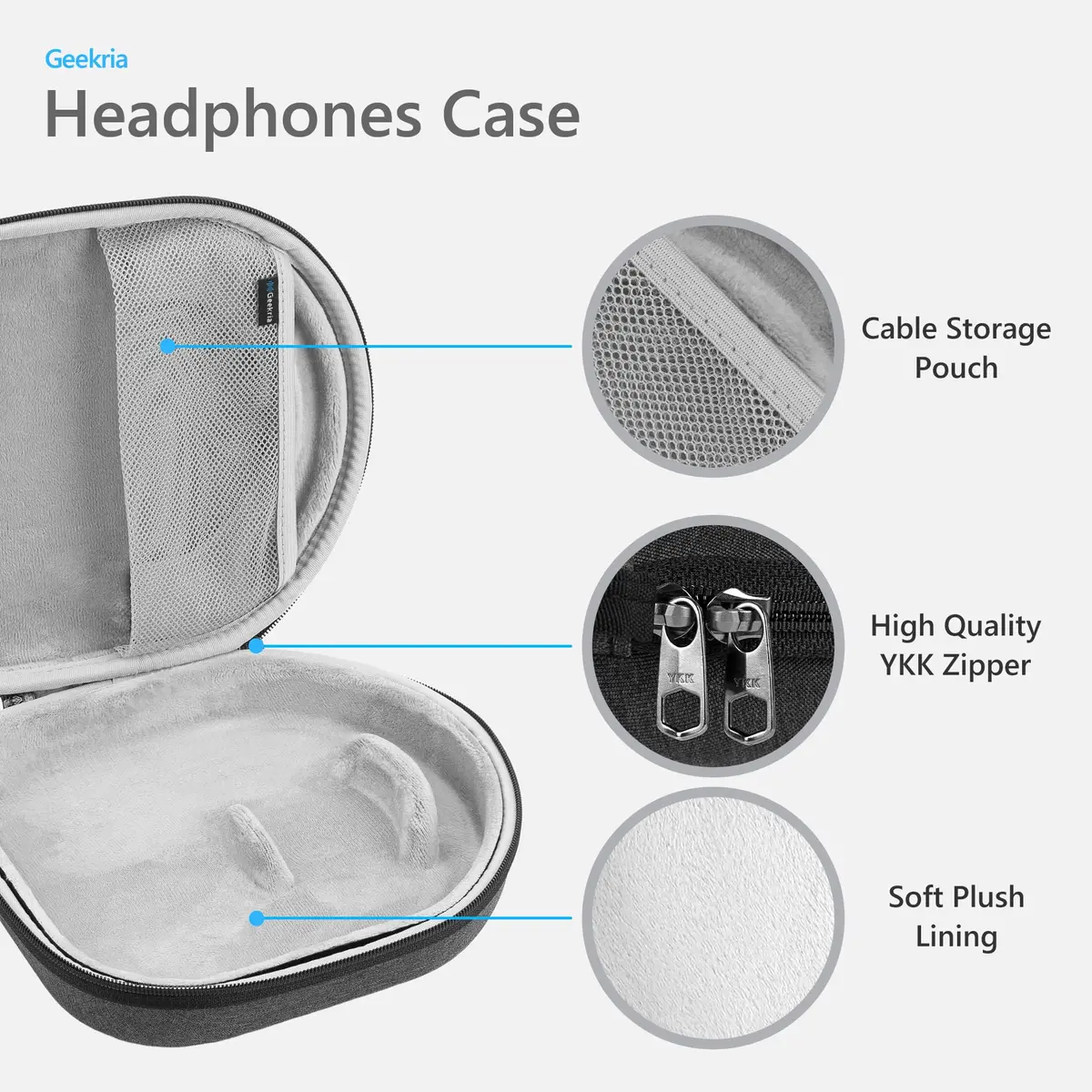 GEEKRIA Geekria Shield Headphones Case Compatible with Bang & Olufsen Beoplay HX, H100, H95, H9 3rd Gen, H9i, Beocom Portal, Dark Grey | Hard Shell Travel Bag - view 2