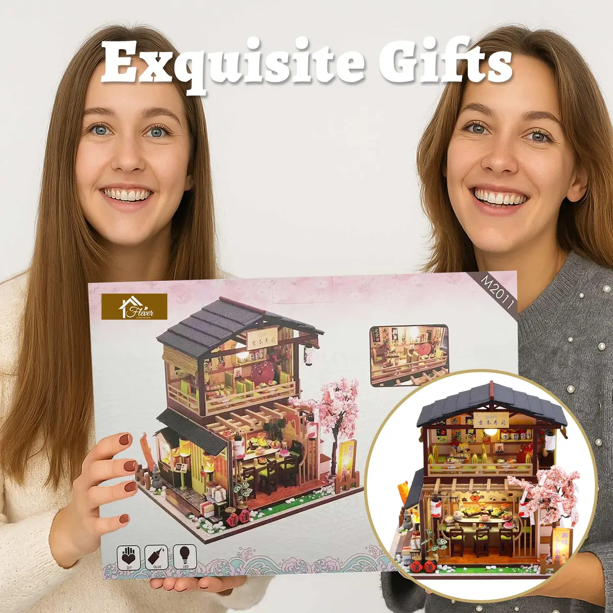 Flever Dollhouse Miniature DIY House Kit 8.7x6.9x8.1 inches | Creative Room with Furniture for Romantic Valentine's Gift - view 6