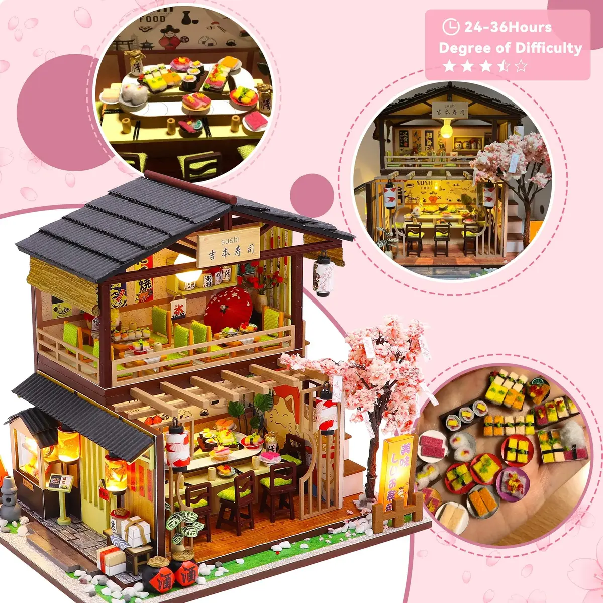 Flever Dollhouse Miniature DIY House Kit 8.7x6.9x8.1 inches | Creative Room with Furniture for Romantic Valentine's Gift - view 8