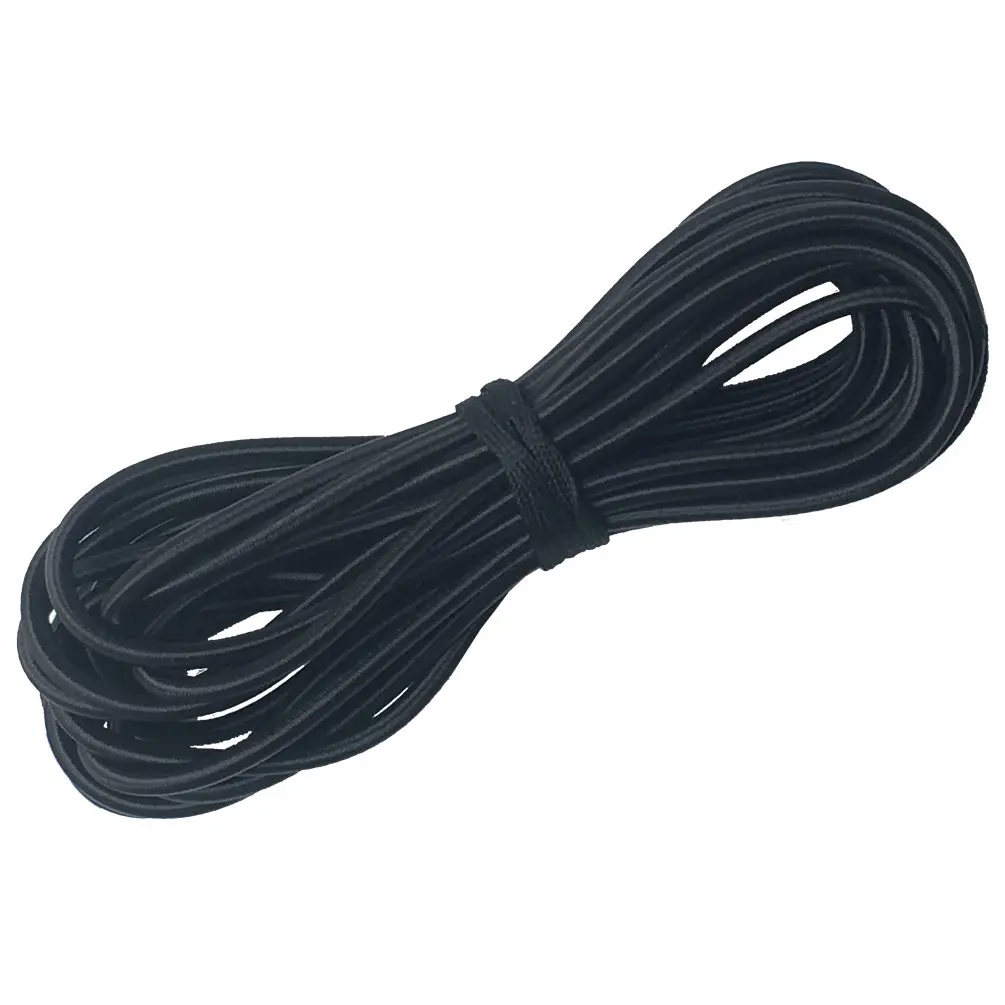 Huouo 1/4" x 25' Elastic Bungee Cord Kayak Stretch String Rope Black Shock Cords | UV & Abrasion Resistant - main product image
