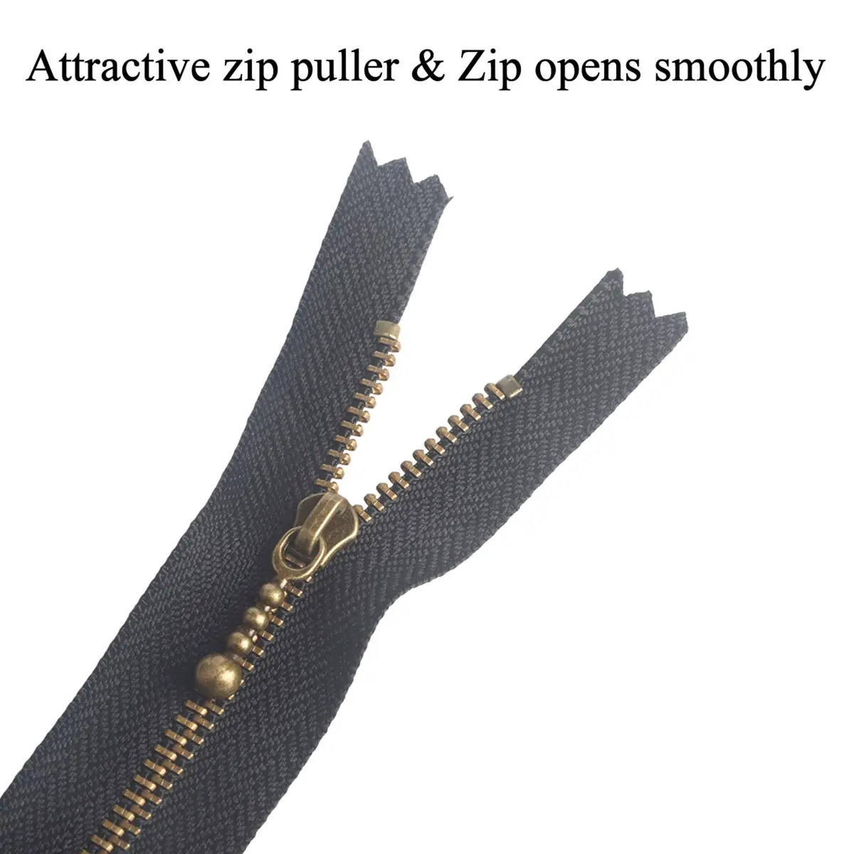 BEAULEGAN Metal Zipper Set 8 Pcs - #3 Antique Brass Close-end 12 Inch (30 cm), White | Heavy Duty Bag Zippers - view 3
