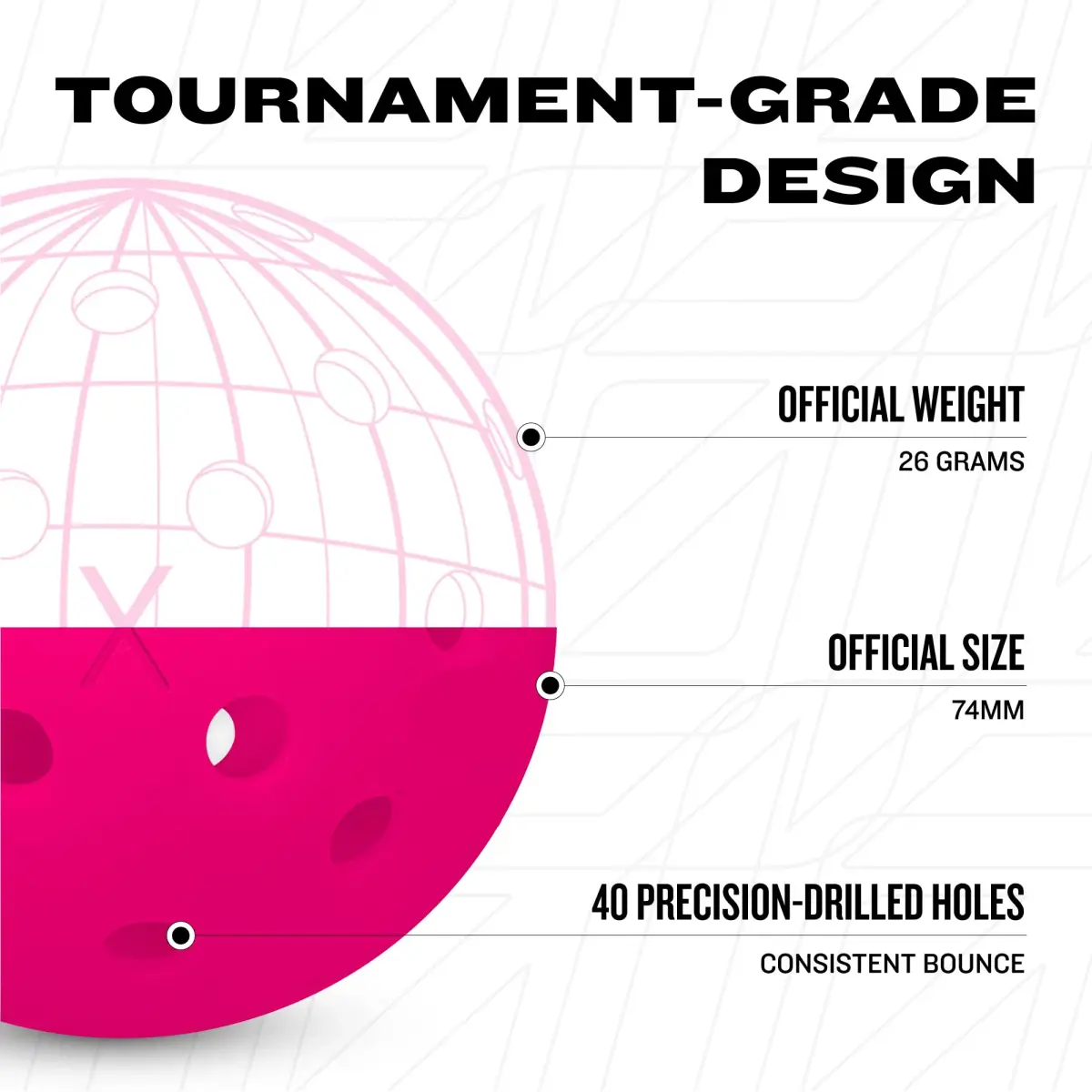 Franklin Sports X-40 Performance Outdoor Pickleballs 74mm (100 Pack) | USAPA Approved for True Flight & Spin - view 6