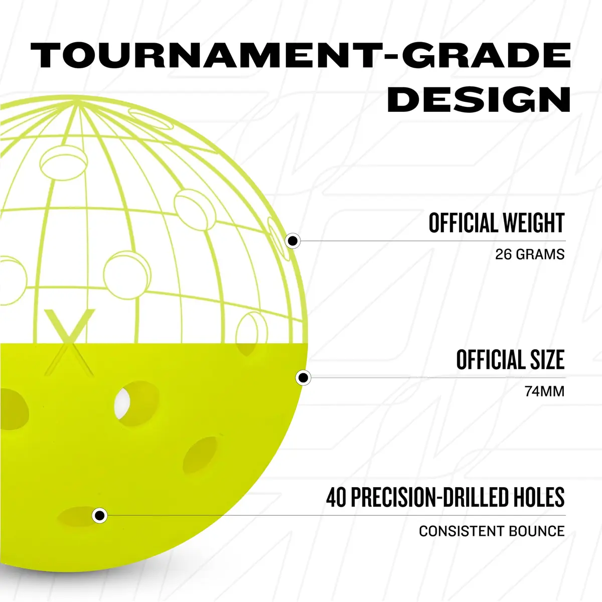Franklin Sports X-40 Outdoor Pickleballs (12 Pack) | USAPA Approved, Precision Drilled Holes, True Flight & Spin - view 5