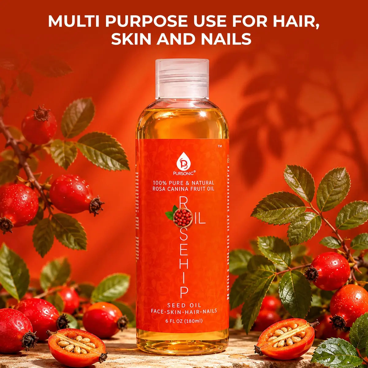 Pursonic Rosehip Seed Oil 6 Fl Oz | Hydrating & Brightening for Dry, Sensitive Skin - view 6