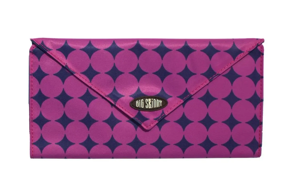 Big Skinny Slimvelope Plum Dot Tri Fold Checkbook Wallet 19cm (7.5in) | Holds 40 Cards - main product image