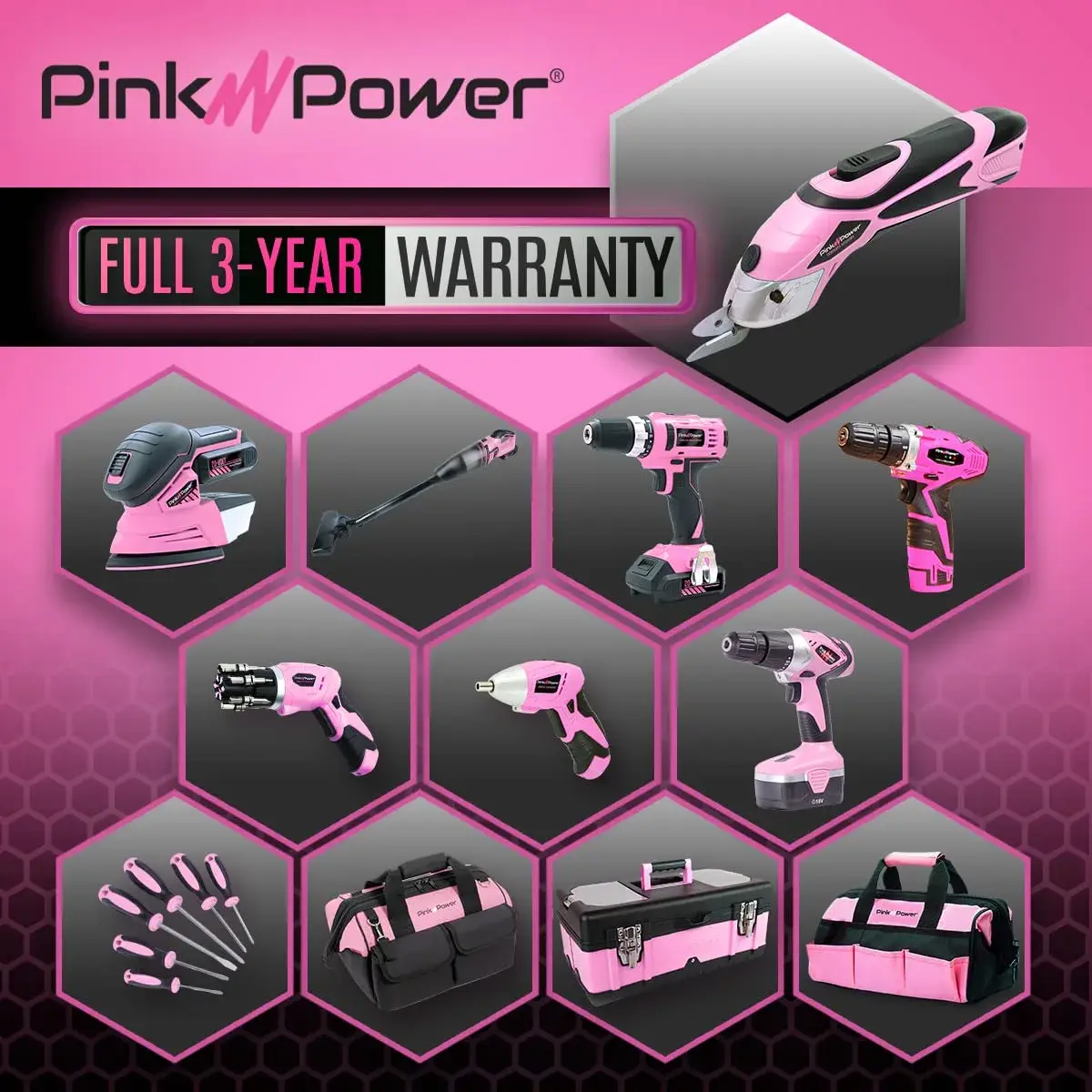 Pink Power Cordless Electric Scissors Fabric Cutter 26cm (10.2in) | Heavy Duty Rotary Shears for Crafts, Sewing, Cardboard - view 7