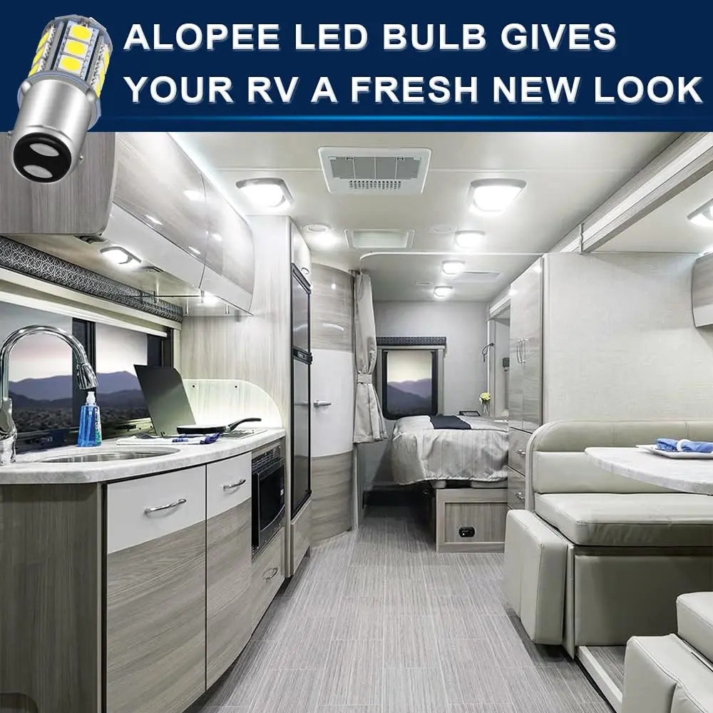 Alopee 12pcs 1142 LED Bulb 12V Bright White | Double Contact RV Camper Light (110c) - view 7