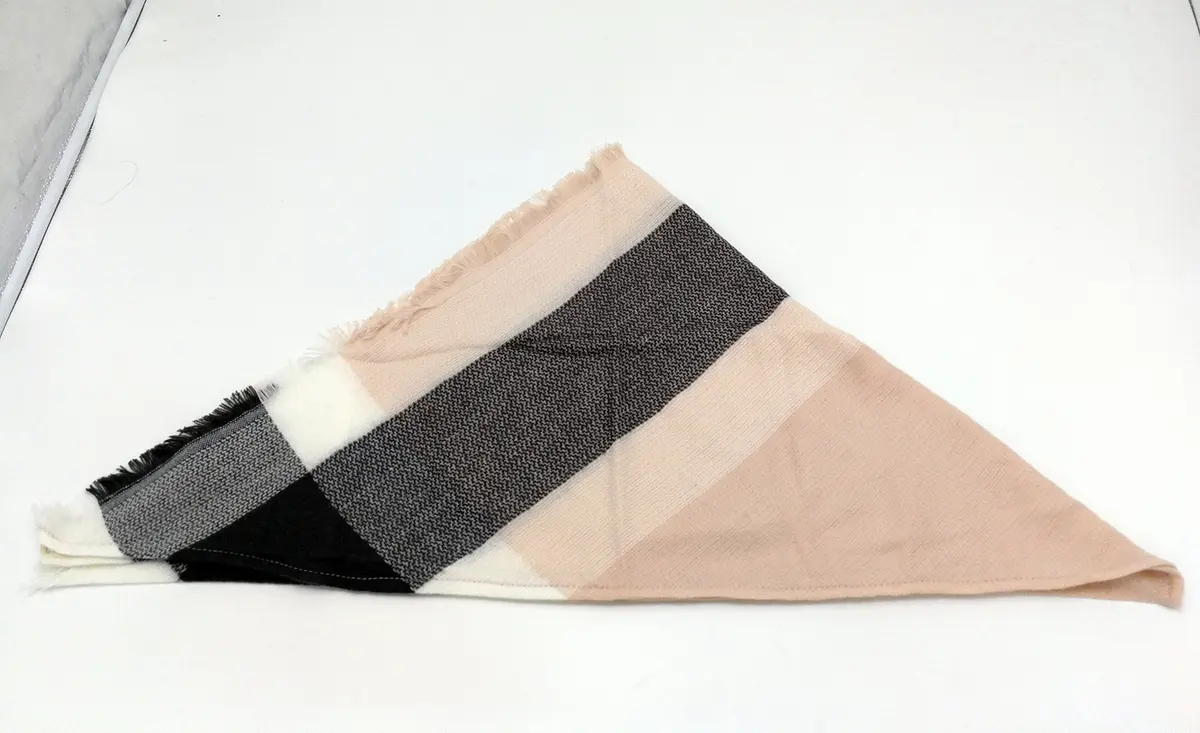 Wander Agio Womens Warm Scarf Triangle Winter Shawls Large Scarves Stripe Plaid Fichu Big Plaid Grey Pink 11 | Thick & Warm - view 3