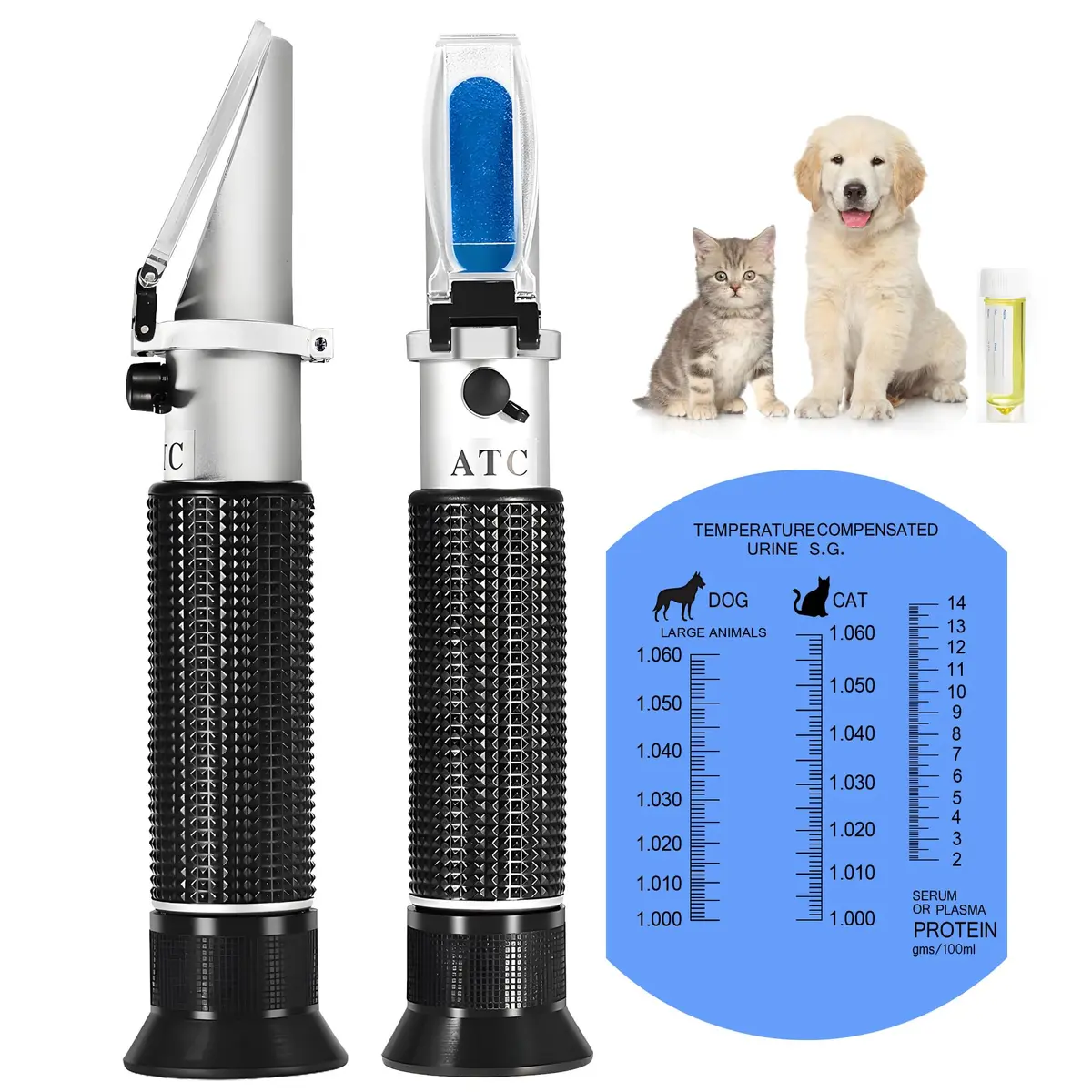 V·RESOURCING Pet Urine Specific Gravity & Serum Protein Refractometer | 1.000-1.060 SG, 2-14 g/100ml - main product image