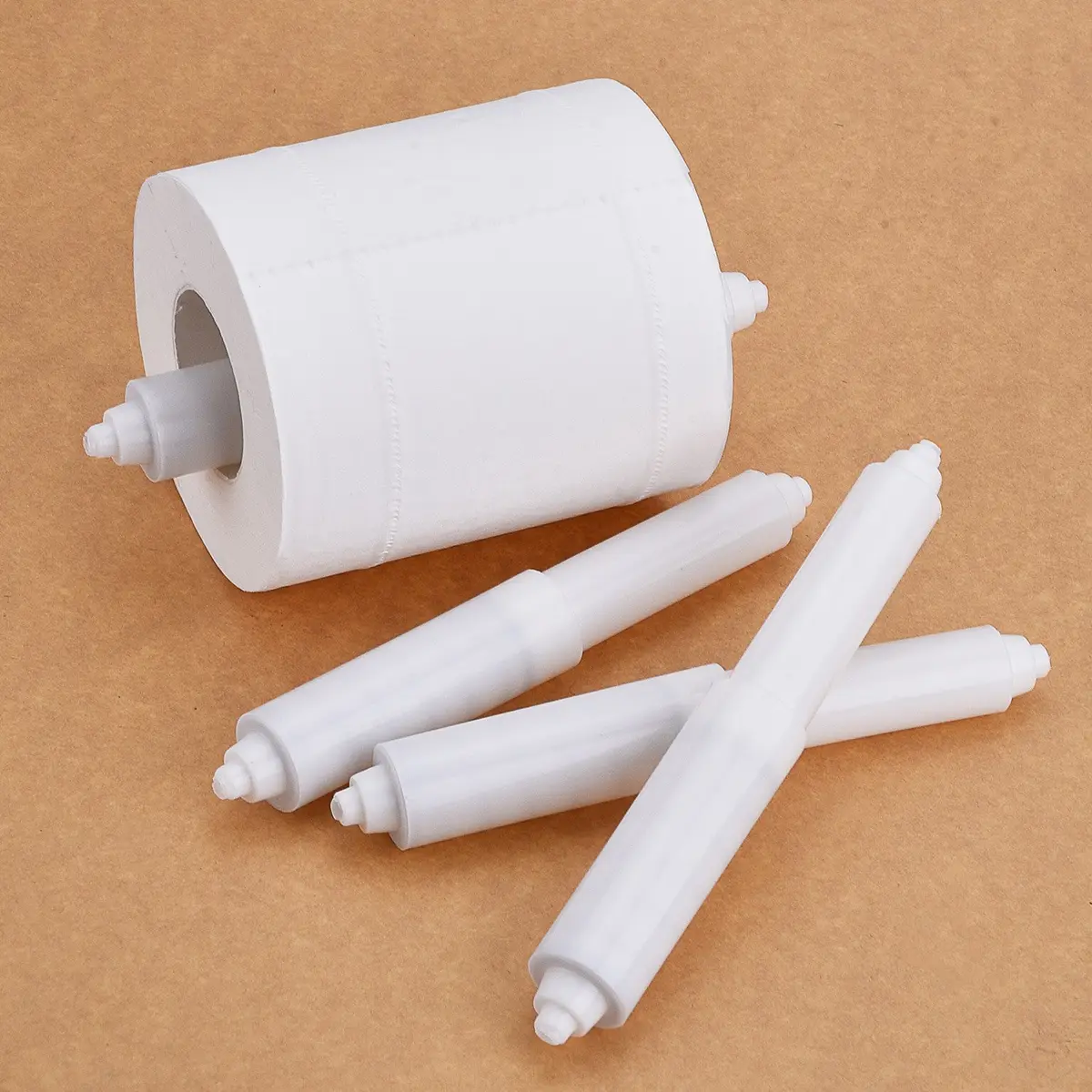 Shappy White 4 Pcs Universal Toilet Paper Holder Replacement Rod | Spring Loaded Plastic Retractable Paper Replacement Rod Toilet Tissue Roll Holder Insert for Bathroom Home Host Accessories - view 6