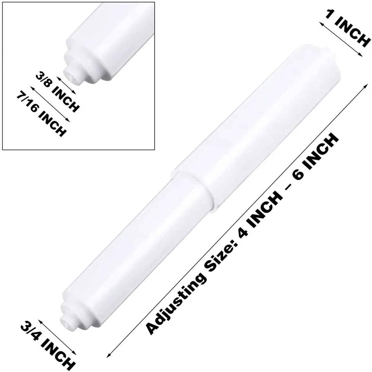 Shappy White 4 Pcs Universal Toilet Paper Holder Replacement Rod | Spring Loaded Plastic Retractable Paper Replacement Rod Toilet Tissue Roll Holder Insert for Bathroom Home Host Accessories - view 3