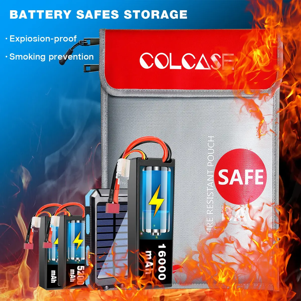 COLCASE Fireproof Document Bag 2 Pockets 38cm x 28cm (15" x 11") | Silicone Coated Fiberglass for 2000°F Protection - view 6