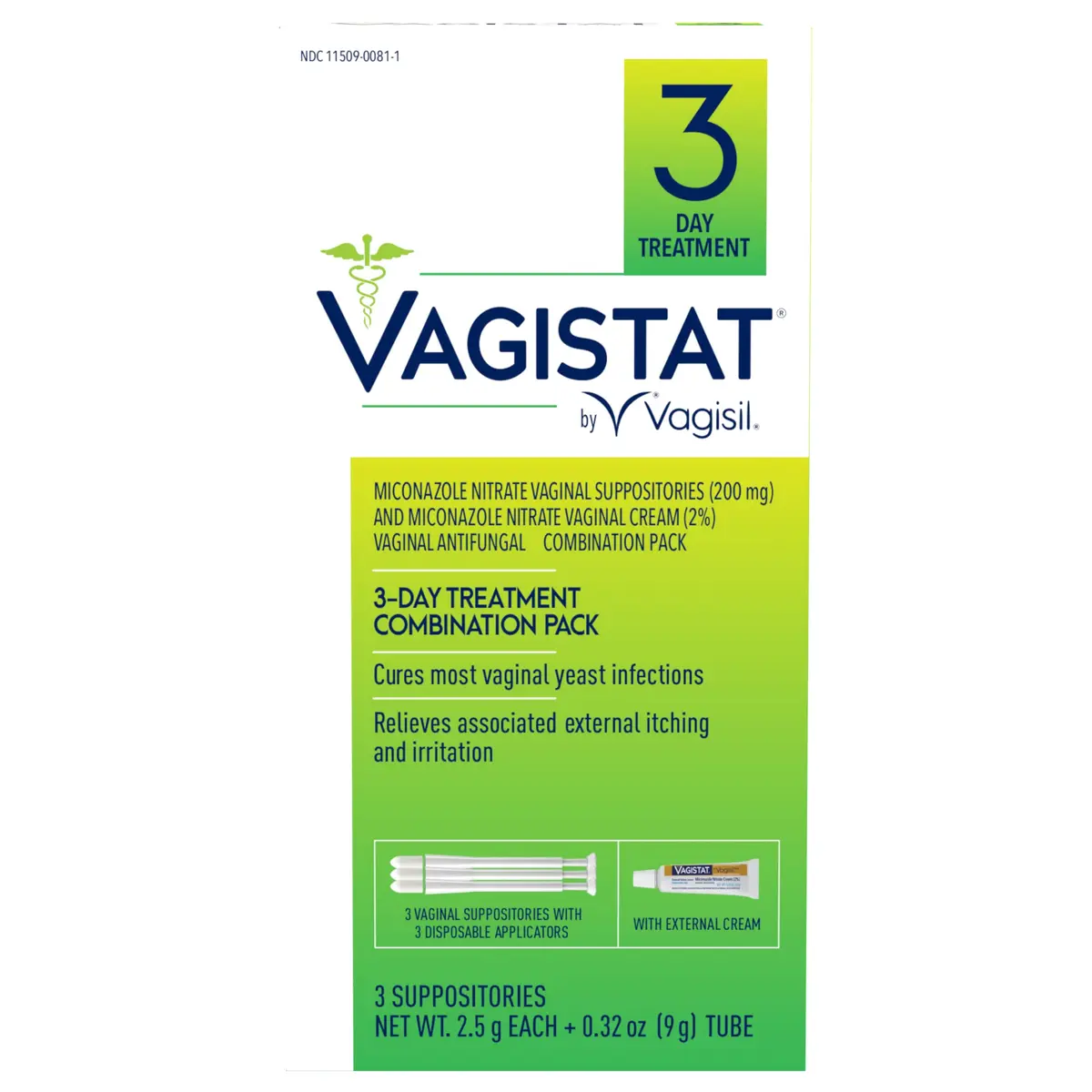 Vagisil Vagistat 3-Day Yeast Infection Treatment | 3 Pre-Filled Applicators & External Cream for Women - main product image