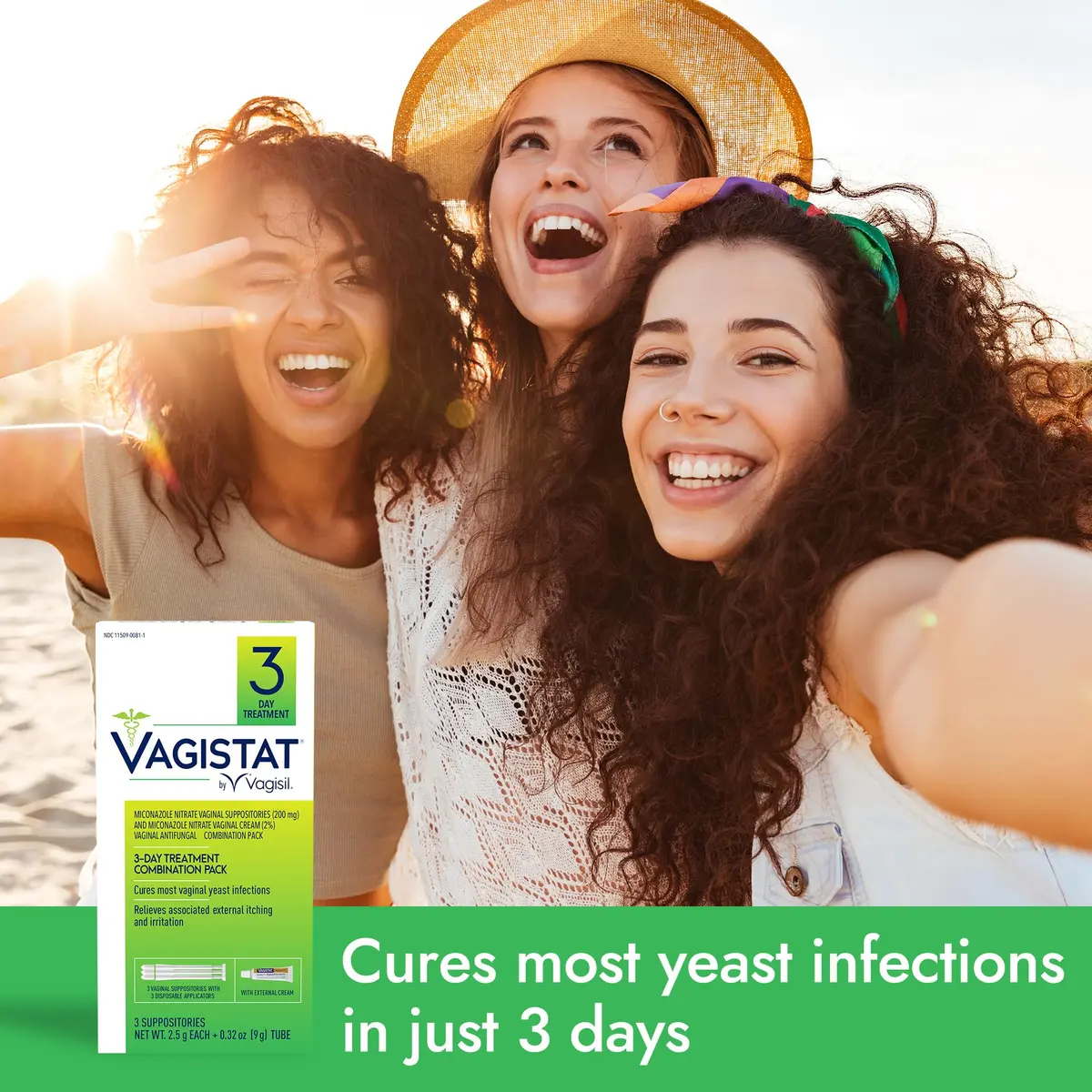 Vagisil Vagistat 3-Day Yeast Infection Treatment | 3 Pre-Filled Applicators & External Cream for Women - view 2
