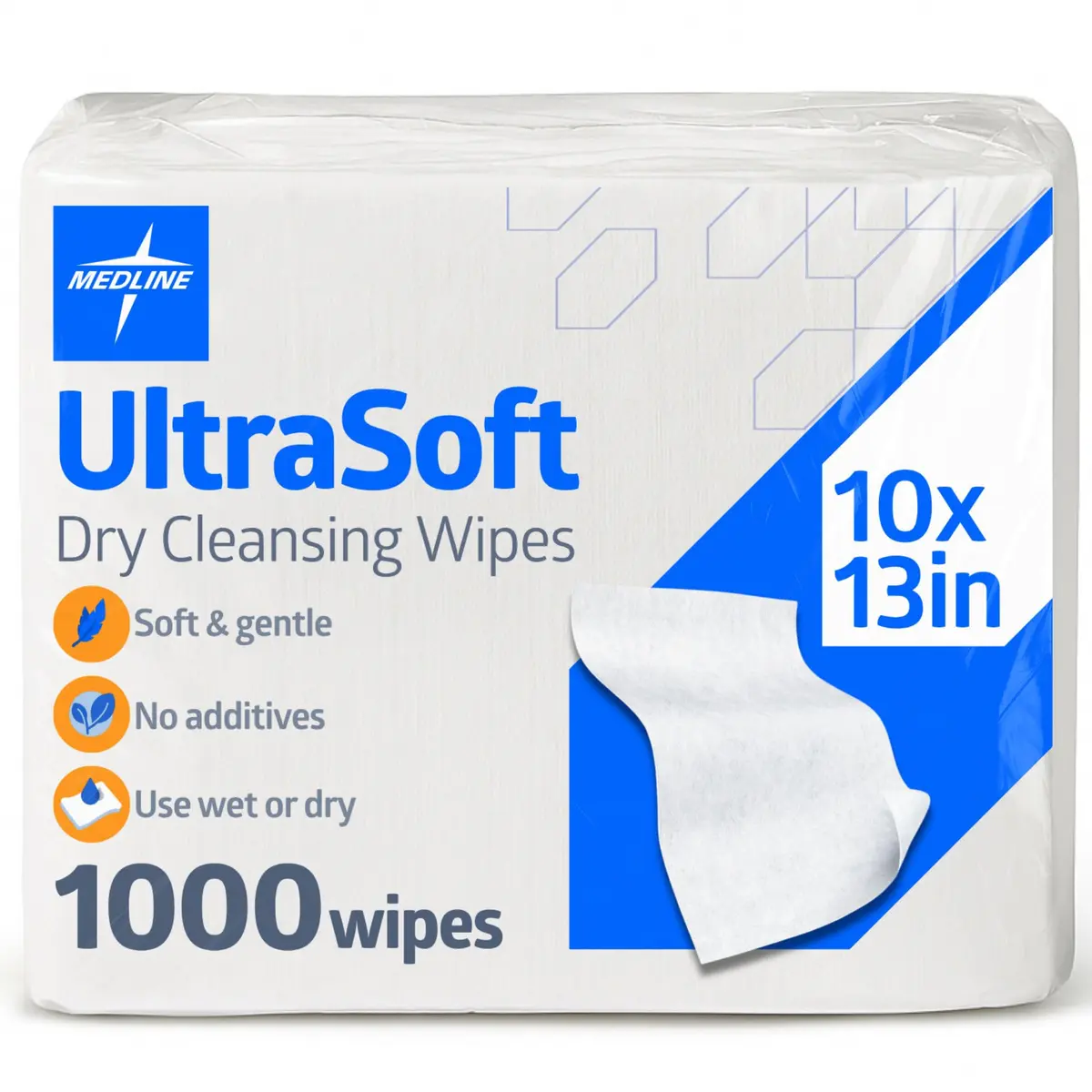 Medline Ultrasoft Dry Baby Wipes 1000 Count | Gentle Sensitive Skin Cleansing Cloths - view 2