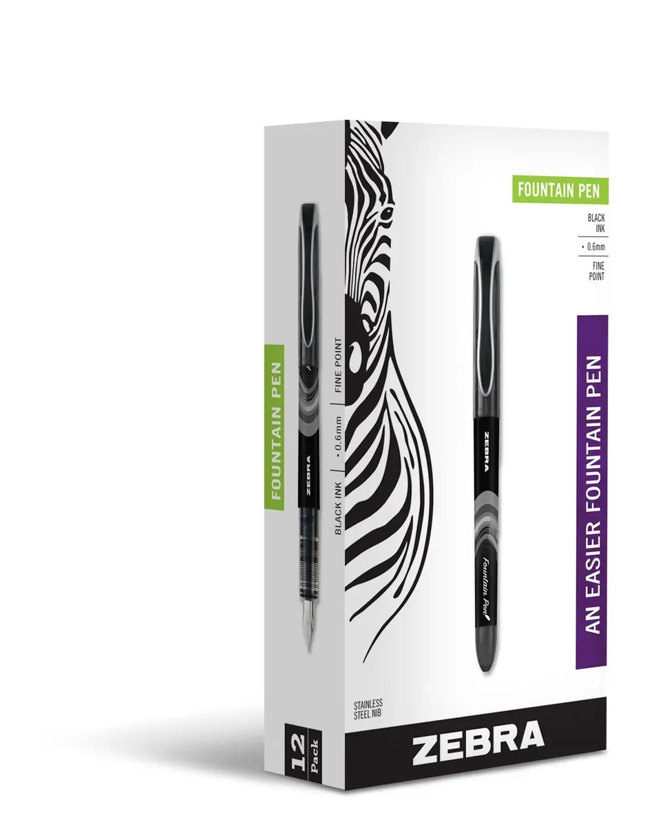 Zebra Pen Fountain Pen 0.6mm Fine Point 12-Pack | Smooth Ink Flow for Writing - main product image