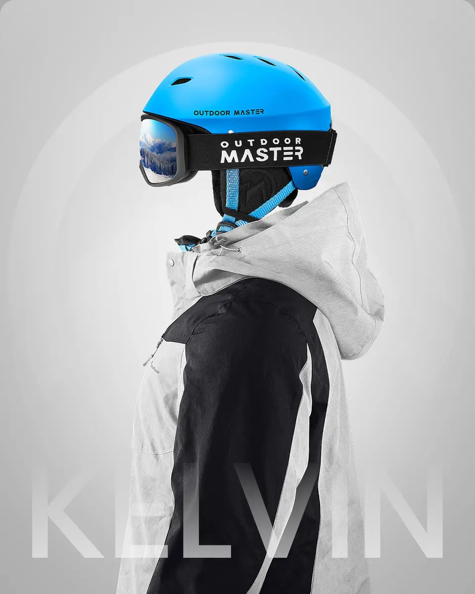 OutdoorMaster Kelvin Ski Helmet - Snowboard Helmet for Men, Women & Youth (Blue, Medium) | Reinforced ABS Shell & Shock-Absorbing EPS Core - view 6