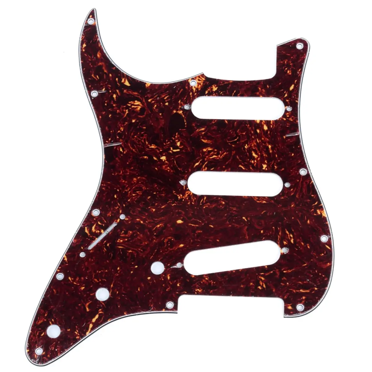 Musiclily Pro SSS 11 Hole Lefty ST Guitar Pickguard 4Ply Tortoise Shell | Compatible with Fender Stratocaster - main product image