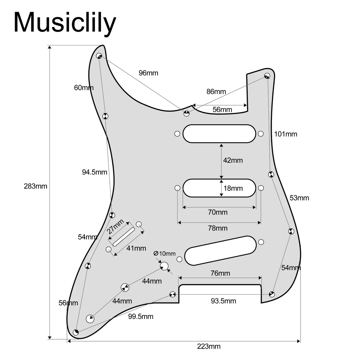 Musiclily Pro SSS 11 Hole Lefty ST Guitar Pickguard 4Ply Tortoise Shell | Compatible with Fender Stratocaster - view 2