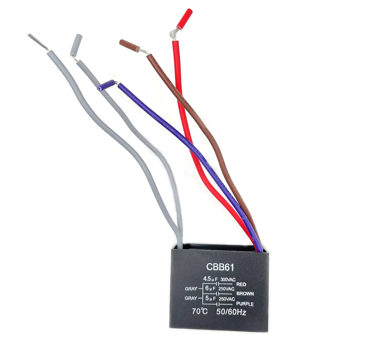 YJZR CBB61 Ceiling Fan Capacitor 4.5uf+6uf+5uf 5 Wire 250V | Controls Fan Speed & Start Mechanisms - view 8