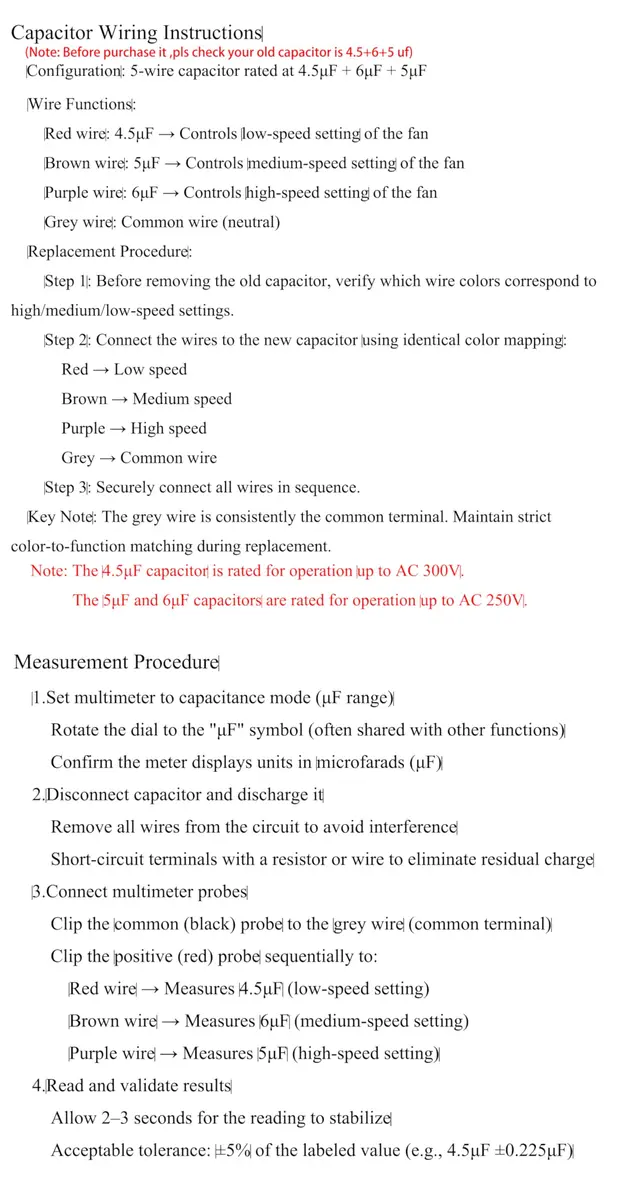 YJZR CBB61 Ceiling Fan Capacitor 4.5uf+6uf+5uf 5 Wire 250V | Controls Fan Speed & Start Mechanisms - view 9