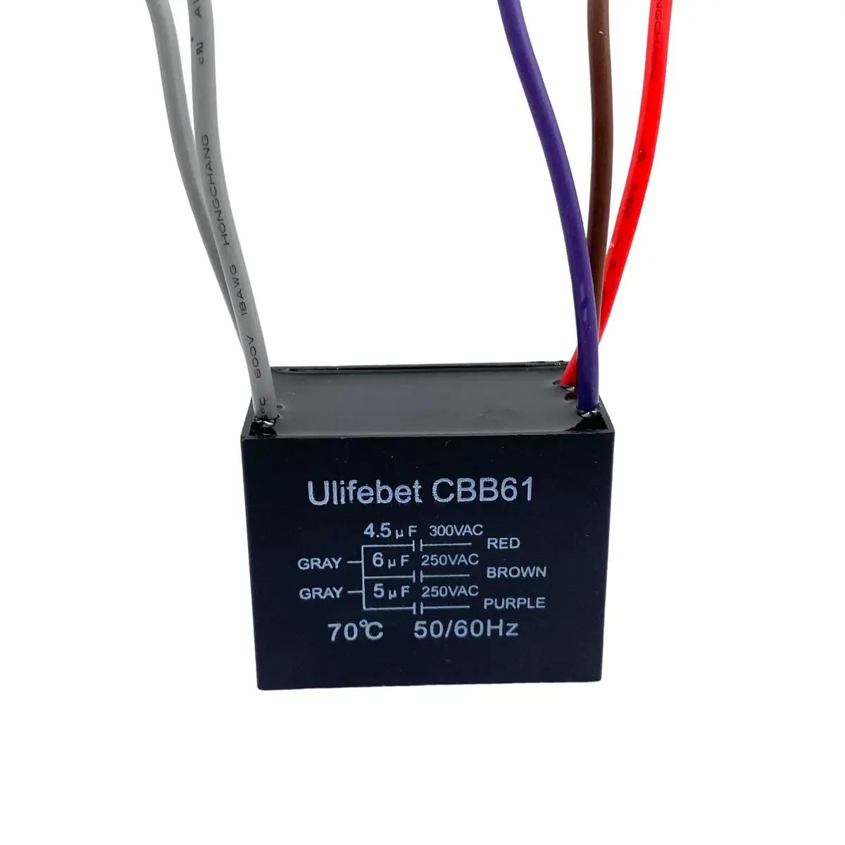 YJZR CBB61 Ceiling Fan Capacitor 4.5uf+6uf+5uf 5 Wire 250V | Controls Fan Speed & Start Mechanisms - view 2