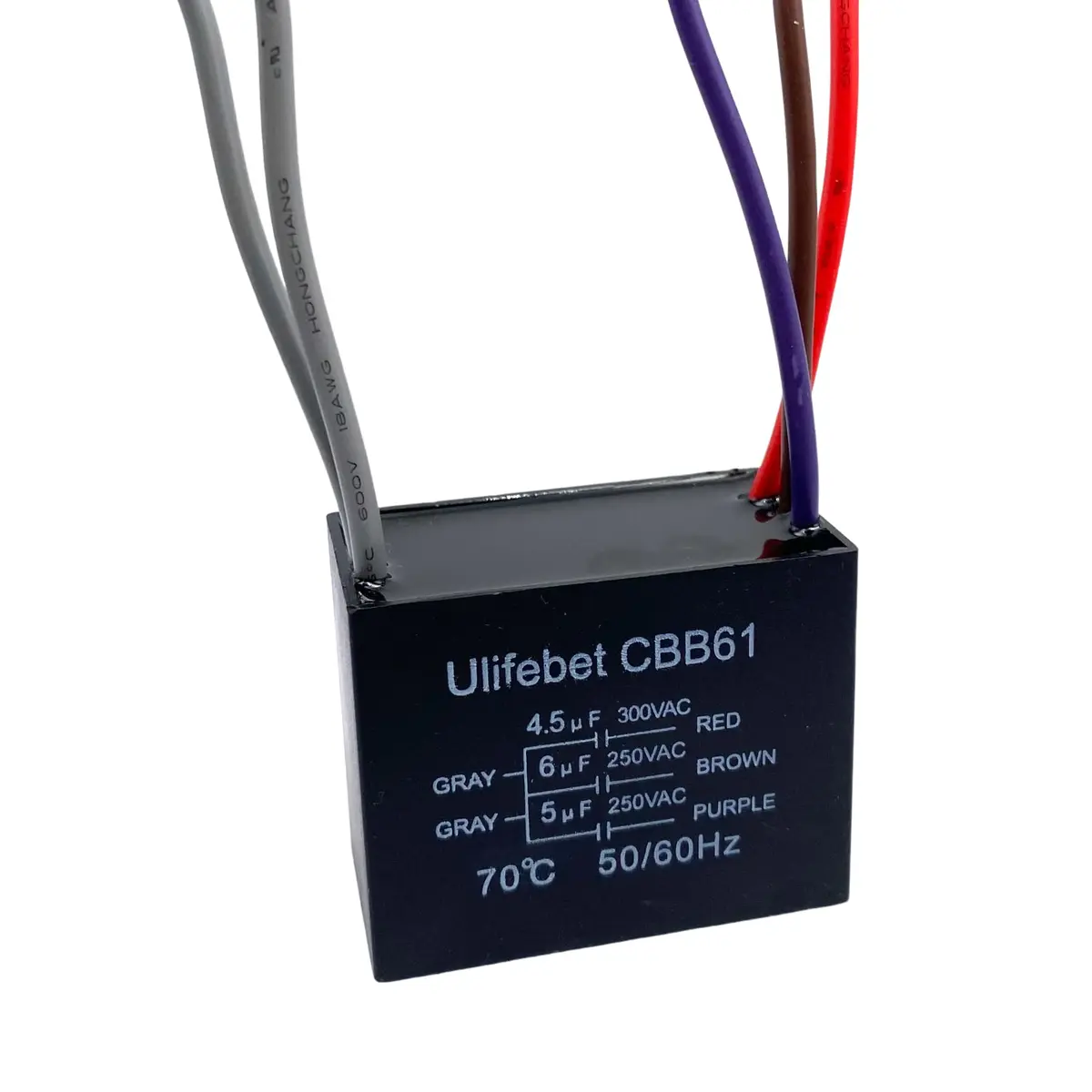 YJZR CBB61 Ceiling Fan Capacitor 4.5uf+6uf+5uf 5 Wire 250V | Controls Fan Speed & Start Mechanisms - view 4