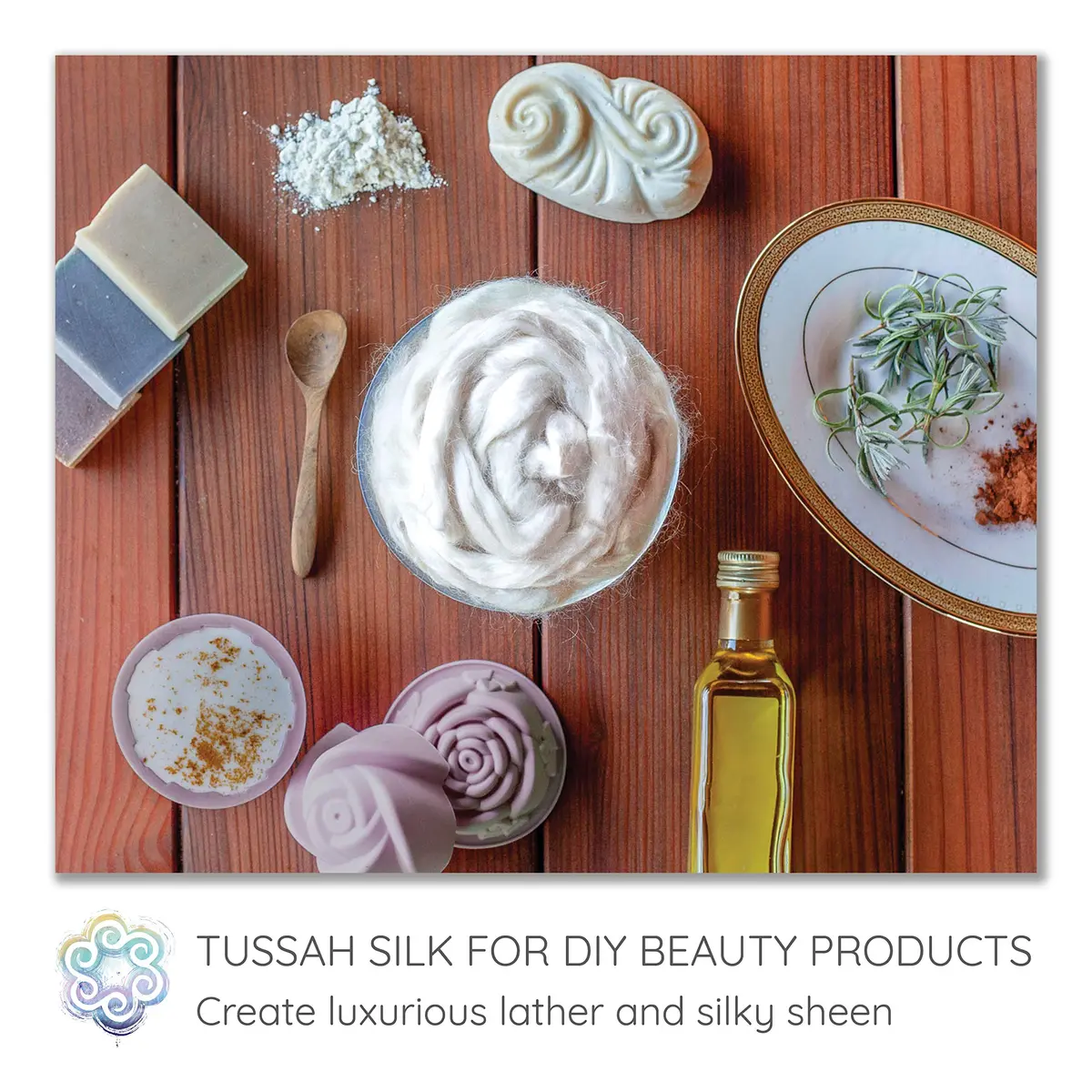 Living Dreams Yarn Bright White Tussah Silk Fiber for Soap Making & Felting | Premium Grade 50g - view 2