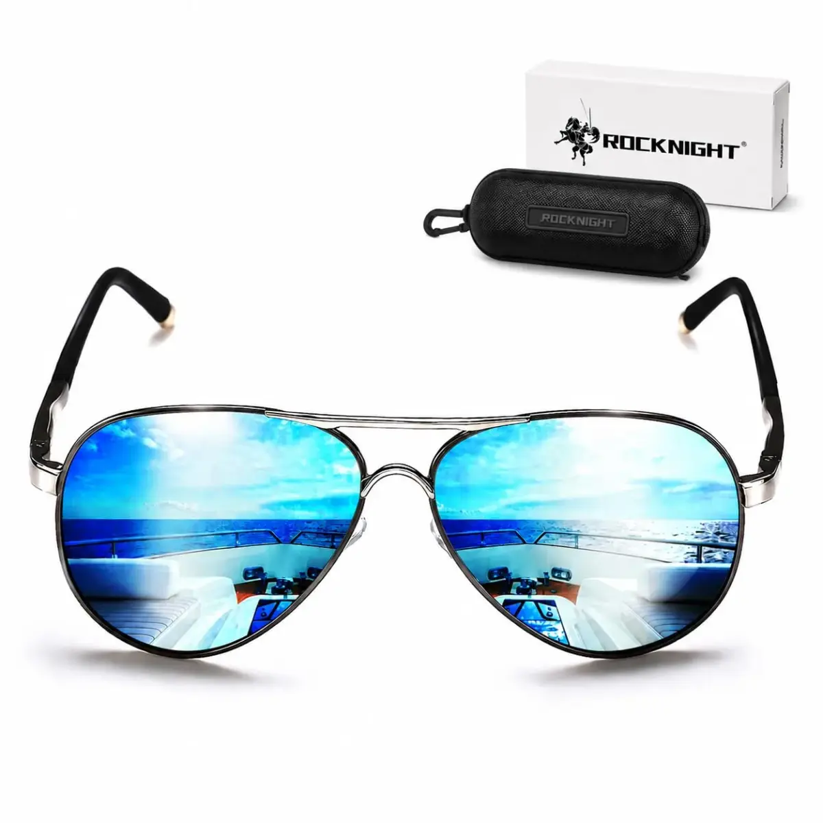ROCKNIGHT Polarized Aviator Sunglasses Men Women UV400 Metal Frame Driving | Classic Fashion Style - main product image