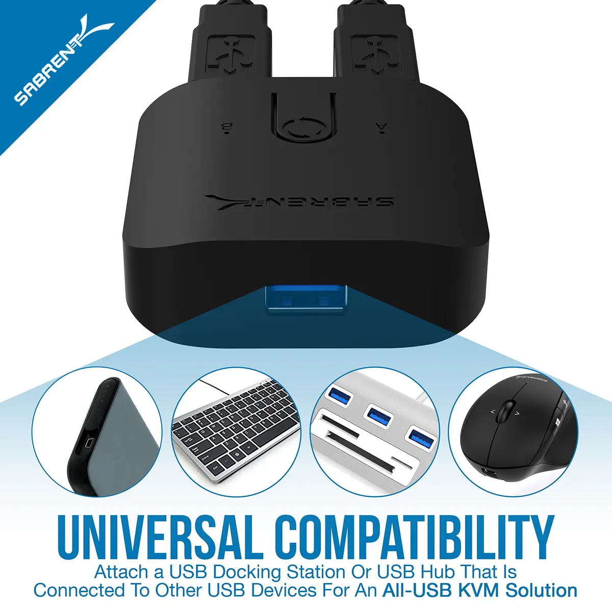 SABRENT USB 3.0 Sharing Switch for Multiple Computers | LED Indicator, Plug & Play, 5Gbps Data Speed (1 Count) - view 5