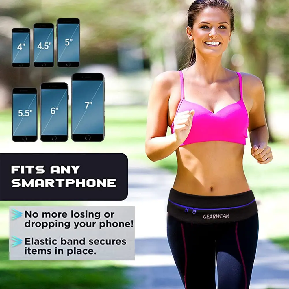 GEARWEAR Running Belt for Women & Men | Waist Phone Holder, Travel Waistband, Fitness Jogging | One Size (22-45 inches) - view 3