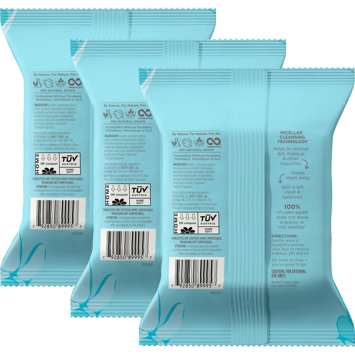 Burt's Bees Face Wipes 30 Count | Hydrating Micellar Cleanser with Coconut & Lotus Water - view 5