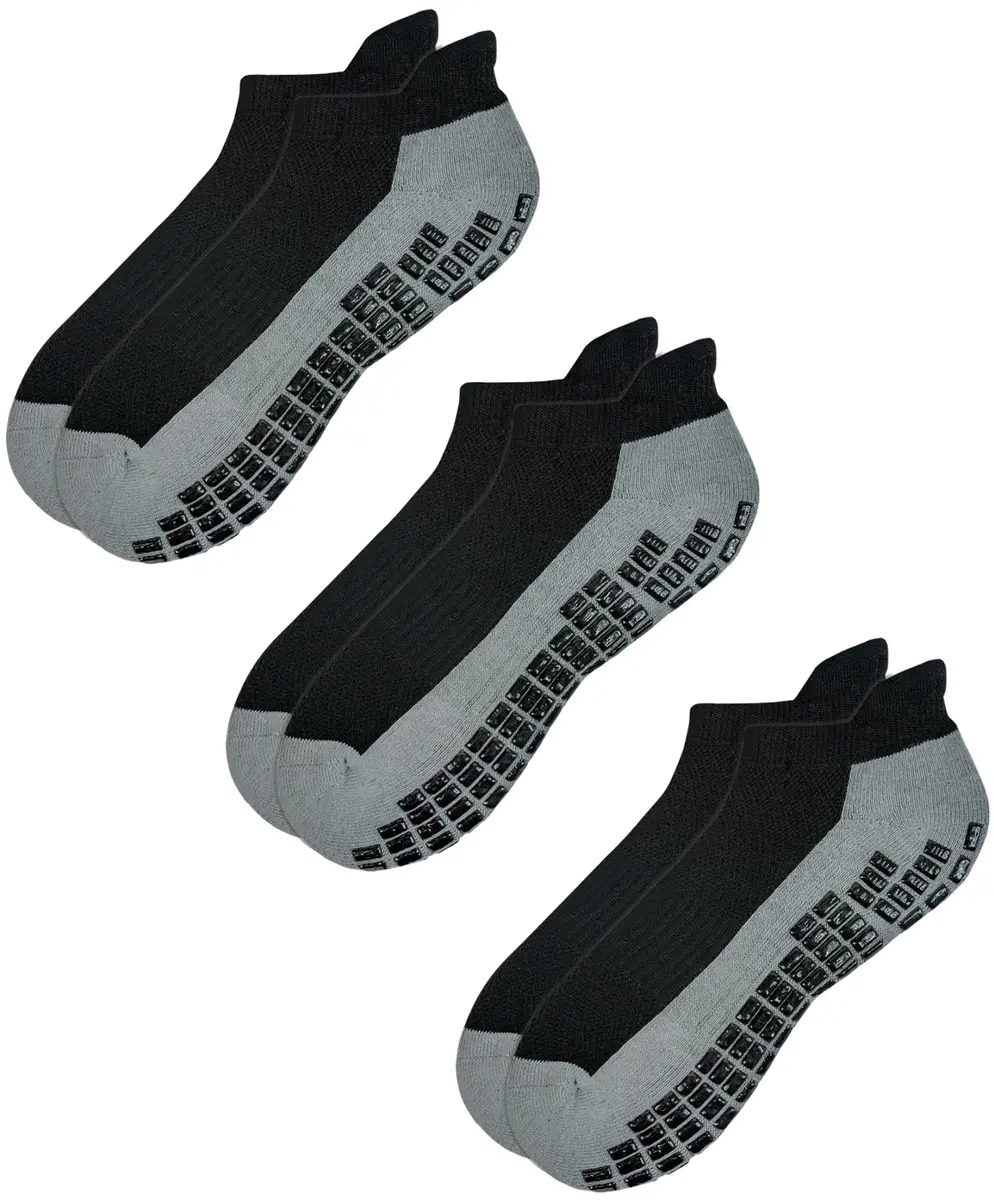 RATIVE Super Grips Anti Slip Socks for Adults Men Women | Non Skid Yoga Hospital Socks (Medium, 3-Pairs/Black) - main product image