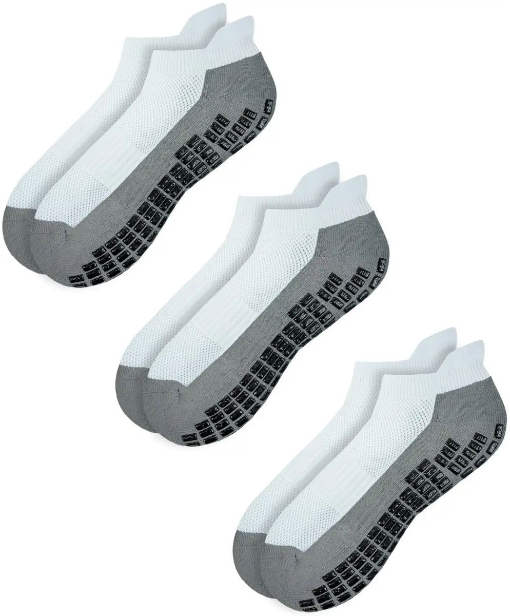 RATIVE Super Grips Anti Slip Non Skid Yoga Hospital Socks for Adults Men Women (Medium, 3-Pairs/White) | Breathable, Durable & Non Slip - main product image