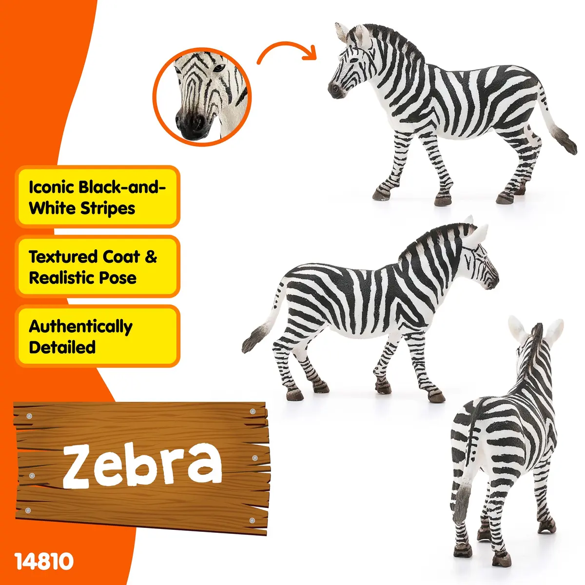 Schleich Zebra Female Wild Life Figurine 10.5 cm (4.1 inches) | Realistic Educational Toy for Kids 3-8 - view 2
