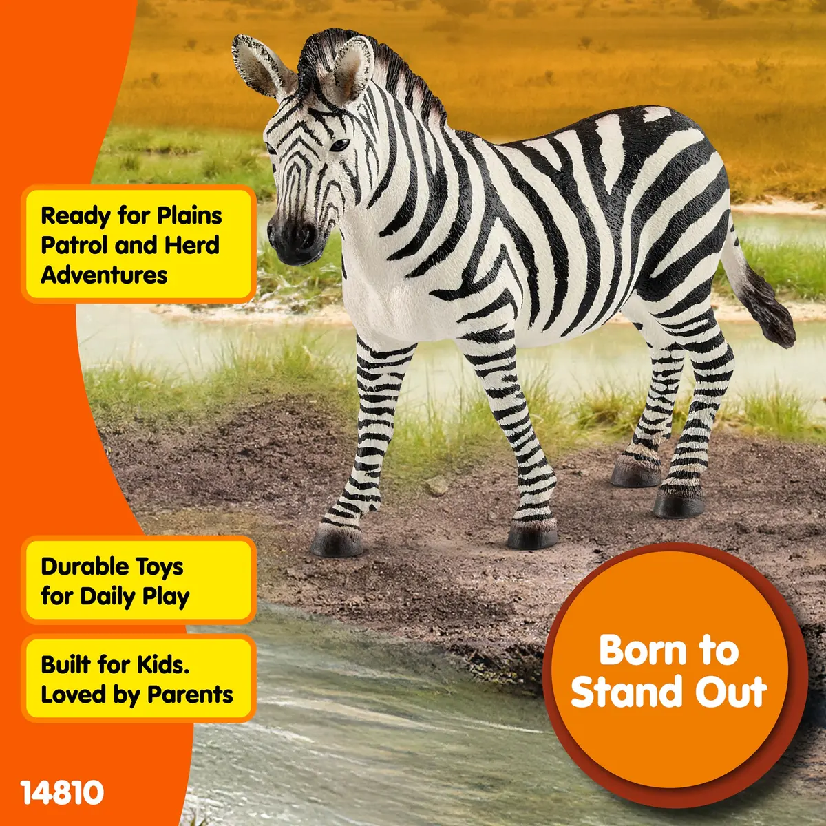 Schleich Zebra Female Wild Life Figurine 10.5 cm (4.1 inches) | Realistic Educational Toy for Kids 3-8 - view 3