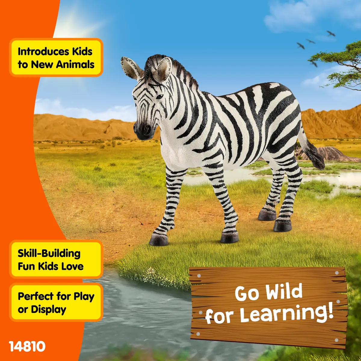 Schleich Zebra Female Wild Life Figurine 10.5 cm (4.1 inches) | Realistic Educational Toy for Kids 3-8 - view 4