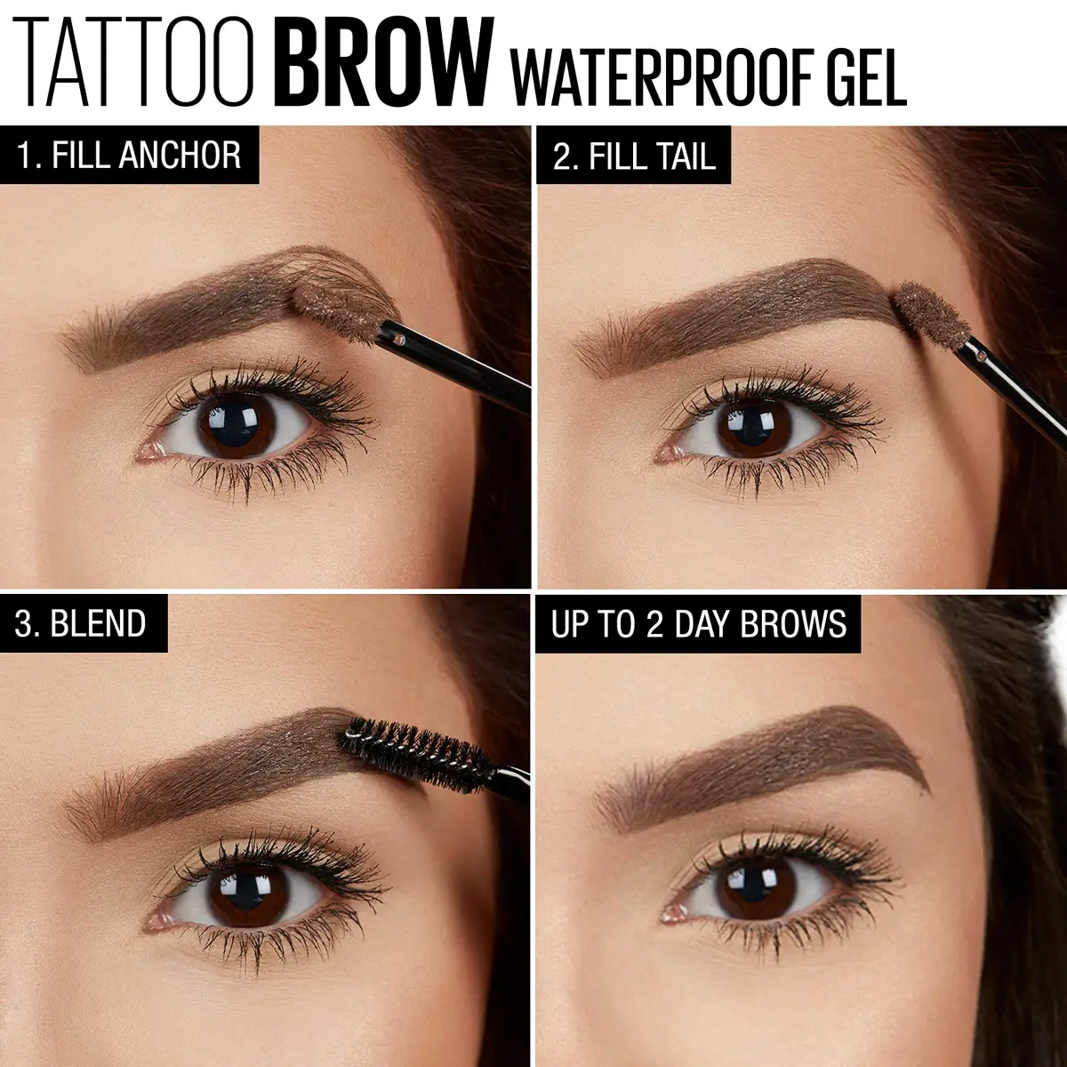 Maybelline TattooStudio Waterproof Eyebrow Gel Makeup, Medium Brown, 0.23 Fl Oz (7 ml) | Smudge-Proof & Transfer-Resistant - view 6