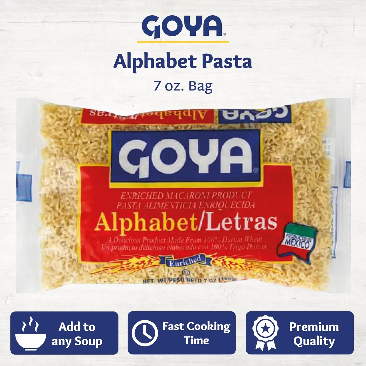Goya Alphabet Pasta 7oz | Fun Noodles for Soups & Kids (70-120 chars) - view 3