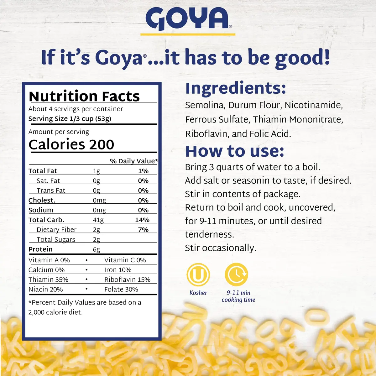 Goya Alphabet Pasta 7oz | Fun Noodles for Soups & Kids (70-120 chars) - view 4
