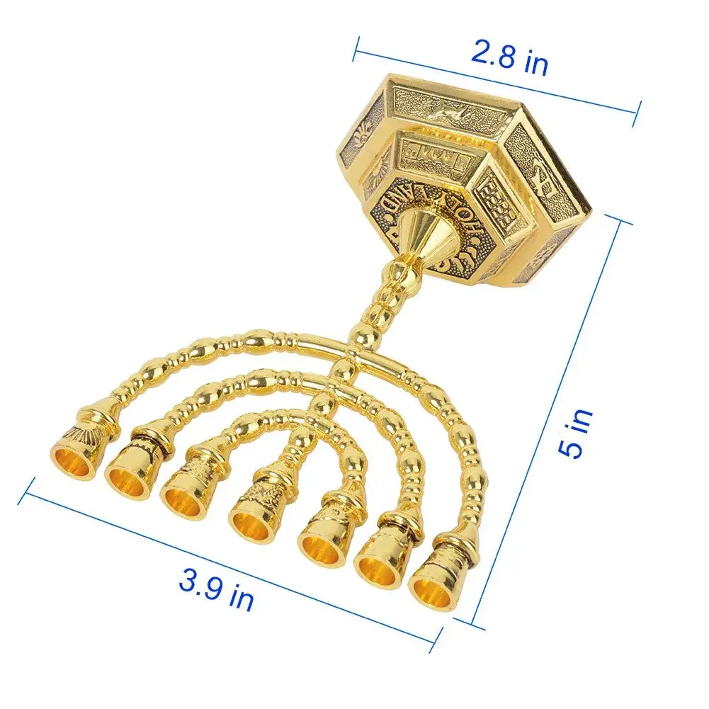 BRTAGG 12 Tribes of Israel Menorah 7 Branch Candle Holder 12.7cm (5 Inches) | Jerusalem Temple Design - view 6