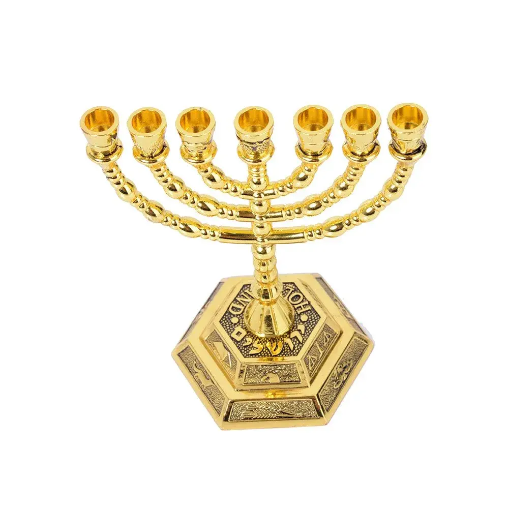 BRTAGG 12 Tribes of Israel Menorah 7 Branch Candle Holder 12.7cm (5 Inches) | Jerusalem Temple Design - view 2