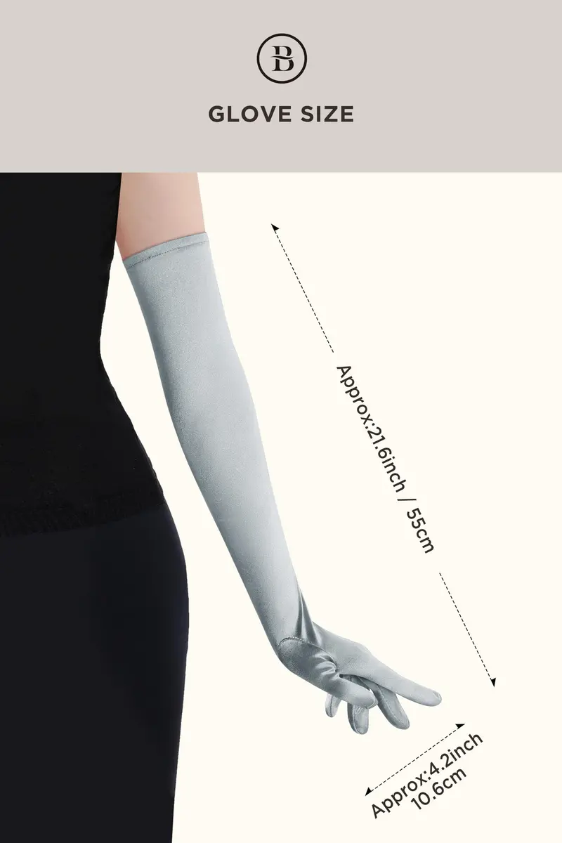 BABEYOND Long Opera Gloves for Women 55cm Satin Vintage Elbow Length Gloves - view 7