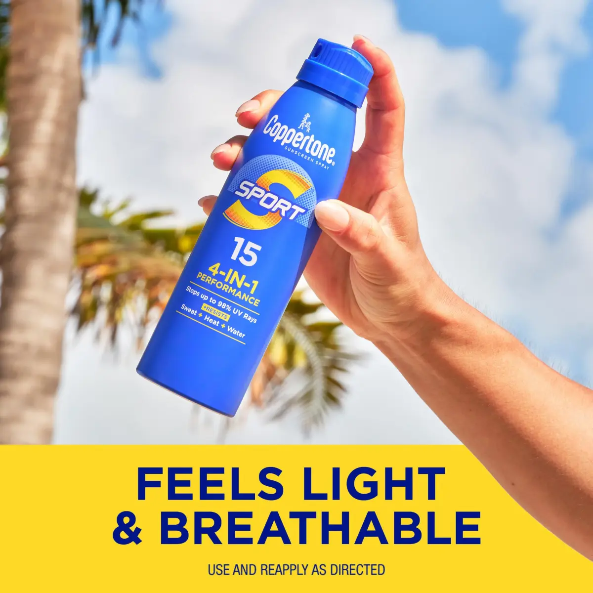 Coppertone Sport Sunscreen Spray SPF 15, 156 g (5.5 Fl Oz) | Water Resistant 80 Min, Broad Spectrum UVA/UVB - view 6