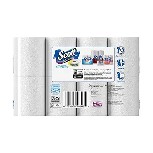 Scott 1000 Sheets Per Roll Toilet Paper, Bath Tissue, 16 Rolls (Pack of 1) | 16,000 Sheets Total - view 3