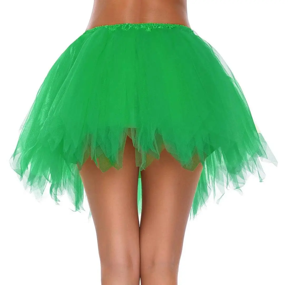 v28 Women's Vintage Tulle Petticoat Skirt 16" | 24-40" Waist, Green - view 4
