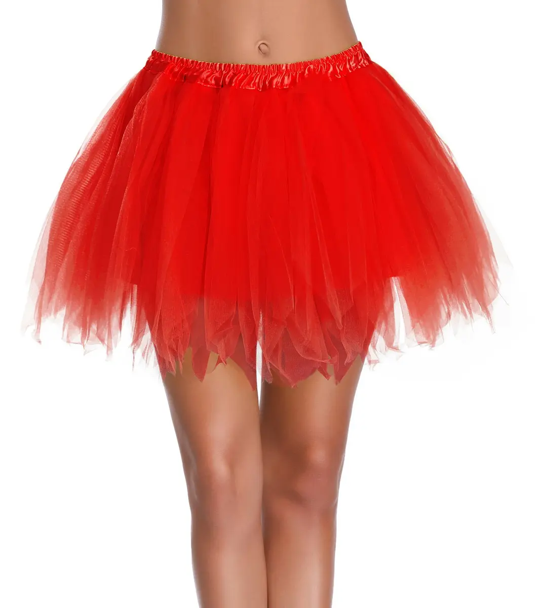 v28 Women's Vintage Tulle Petticoat Skirt 16" | Classic 1950s Bubble Design, Red, US Size 0-12 - main product image