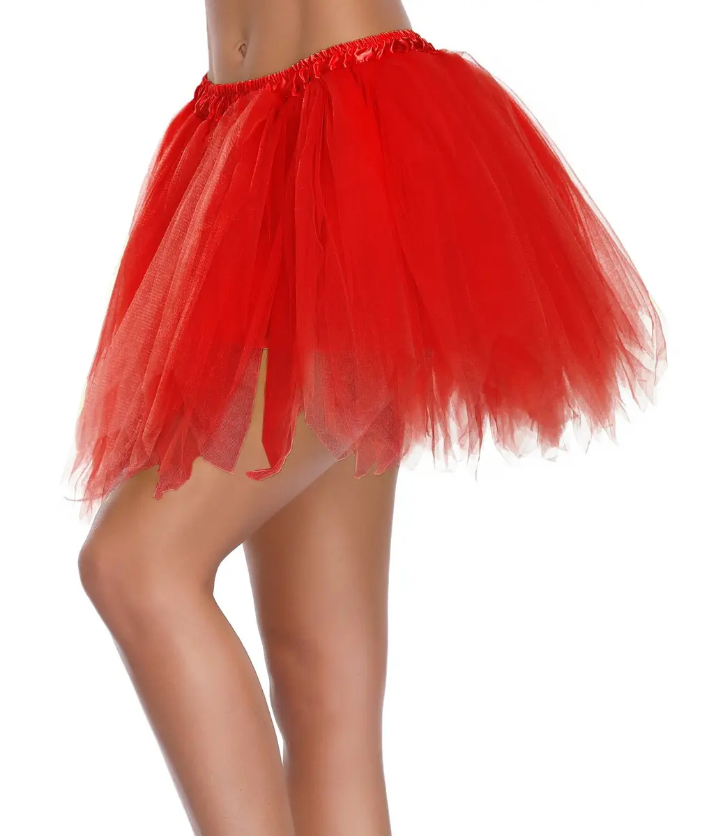 v28 Women's Vintage Tulle Petticoat Skirt 16" | Classic 1950s Bubble Design, Red, US Size 0-12 - view 2