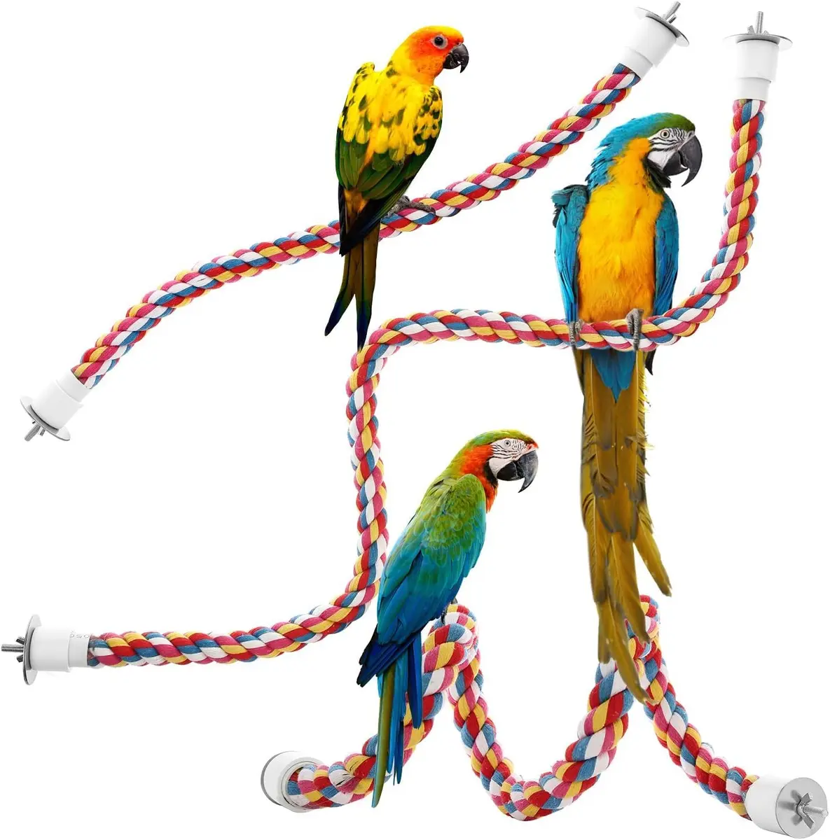 Jusney Bird Rope Perches 21 inches | Cotton Rope Bird Toy for Parrots & Birds - main product image