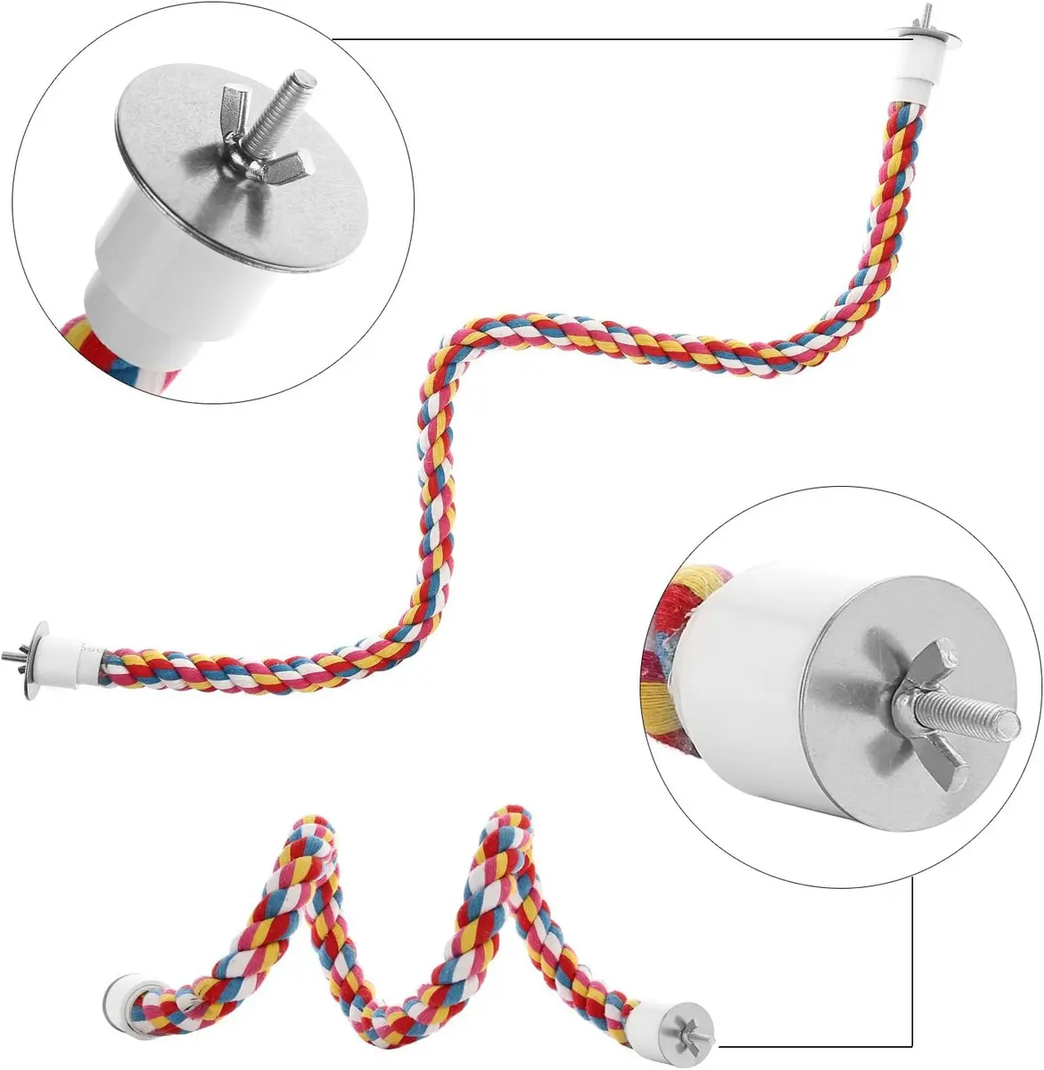 Jusney Bird Rope Perches 33 inches | Cotton Rope Bird Toy for Exercise & Play - view 3